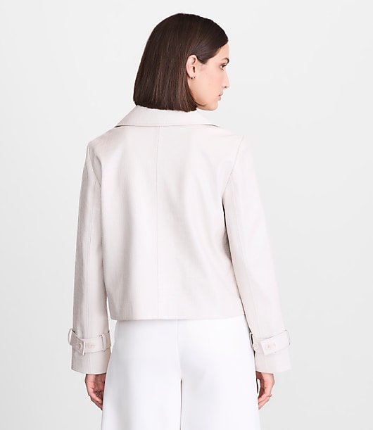 Petite LOFT Versa Embossed Faux Leather Trench Coat