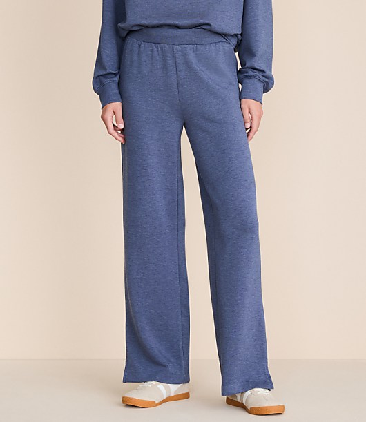 Petite Lou & Grey Heathered Scubasoft Side Slit Straight Leg Pants