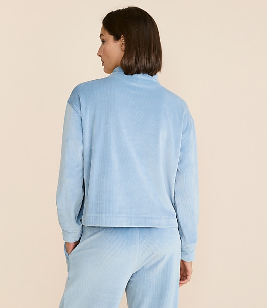 Petite Lou & Grey Ribbed Velour Drawstring Neck Sweatshirt