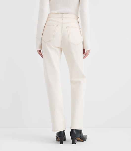 Rivete High Rise Straight Jeans in Ivory