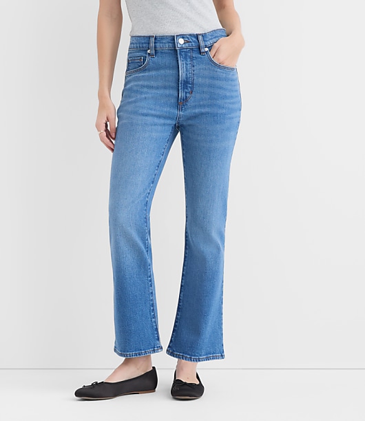 Rivete High Rise Kick Crop Jeans in Vintage Mid Wash