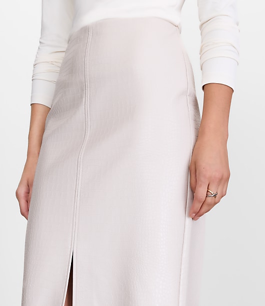 Petite LOFT Versa Embossed Faux Leather Long Skirt