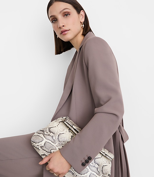 LOFT Versa Crepe Drape Back Pleated Belted Blazer