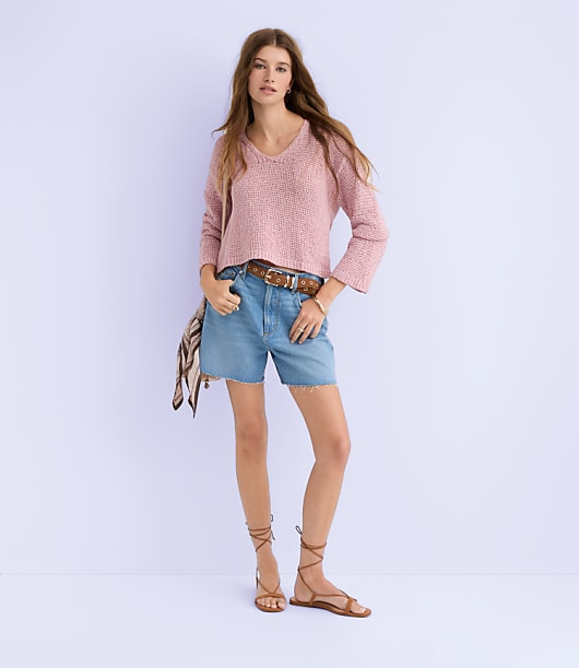 Open Stitch V-Neck Sweater