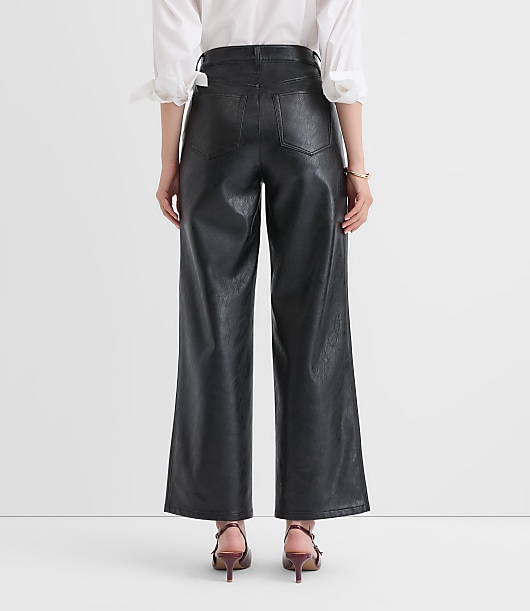 Petite Straight Pants in Faux Leather