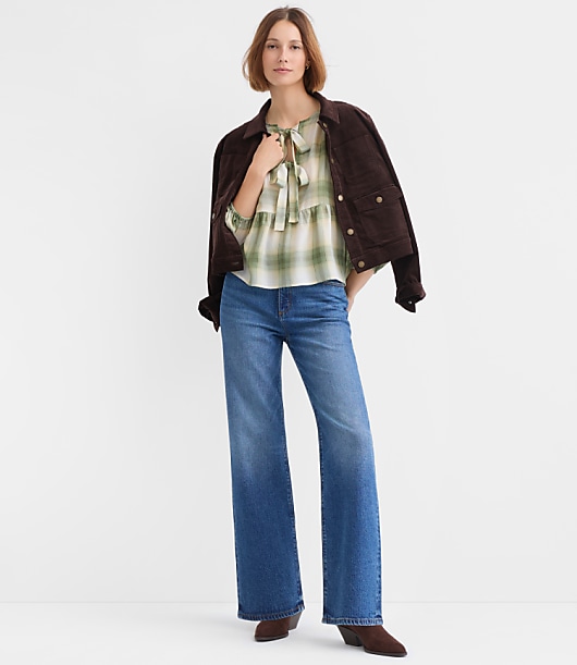 Plaid Bow Peplum Top