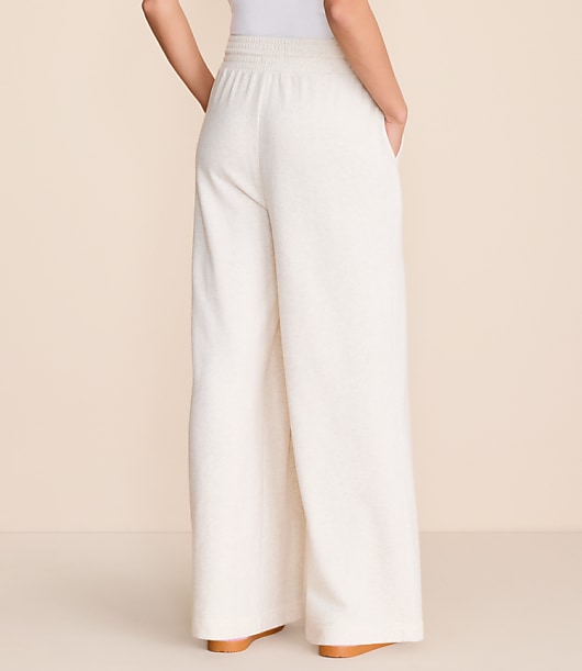 Petite Lou & Grey Heathered Cozy Cotton Pleated Wide Leg Pants