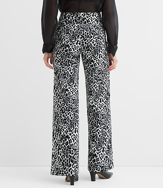 Petite Palmer Wide Leg Pants in Leopard Print Velvet