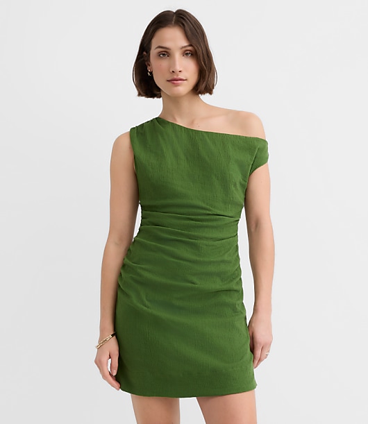Loft LOFT Beach Ruched Off The Shoulder Mini Dress