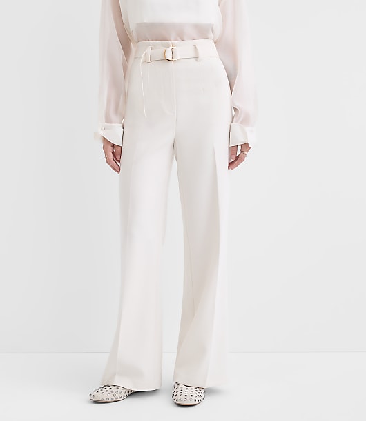 Belted Stovepipe Pants in Doubleface