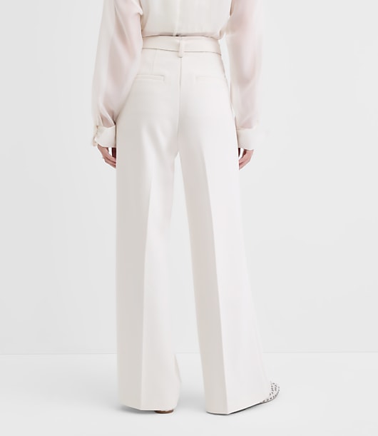Belted Stovepipe Pants in Doubleface