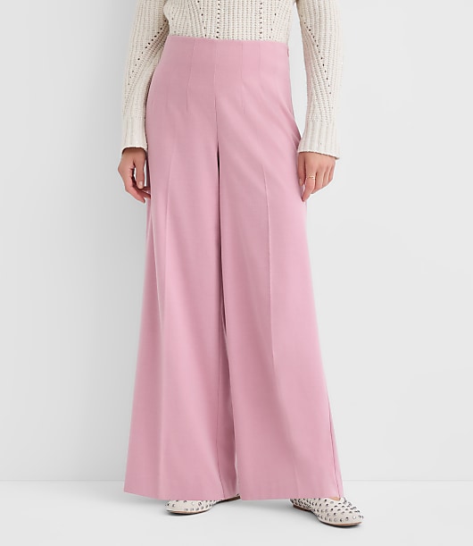 Petite Darted Palazzo Pants in Brushed Flannel