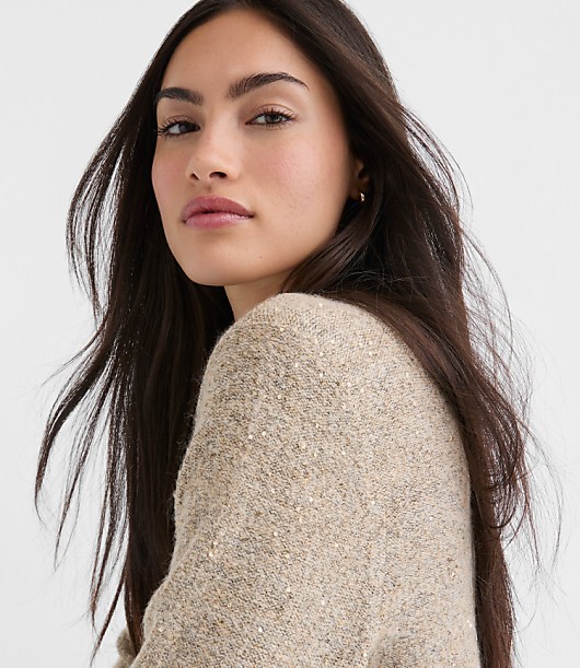 Petite Sequin Mini Sweater Dress