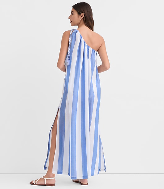 LOFT Beach Striped One Shoulder Swimsuit Coverup