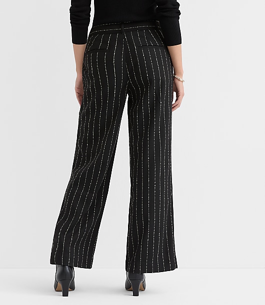 Petite Curvy Palmer Wide Leg Pants in Brushed Pinstripe
