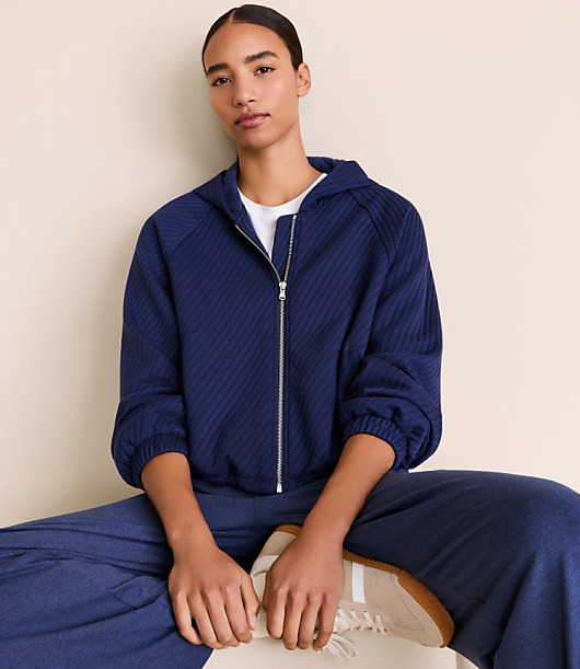 Lou & Grey Quilted Jacquard Zip Hoodie