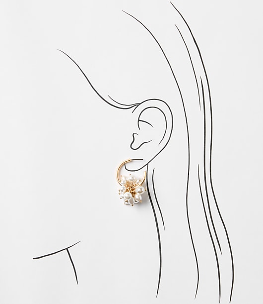 Pearlized Cluster Hoop Earrings