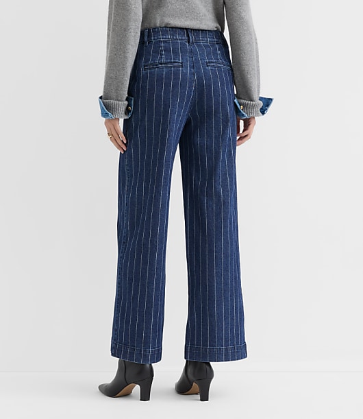 Petite Palmer Wide Leg Pants in Pinstripe