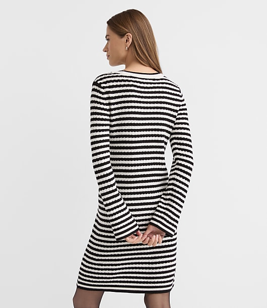 Pointelle Striped Sweater Dress