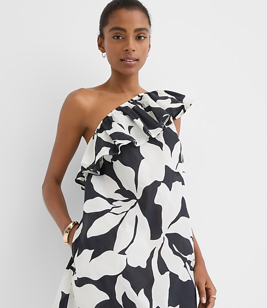 LOFT Beach Ruffle One Shoulder Mini Dress