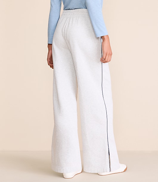 Petite Lou & Grey Heathered Piped Elite Fleece Wide Leg Sweatpants