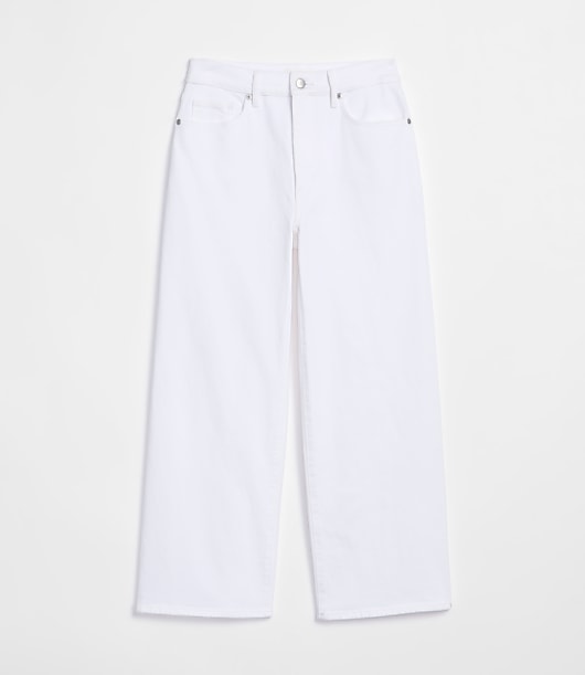 Rivete Petite Curvy High Rise Wide Leg Crop Jeans in White