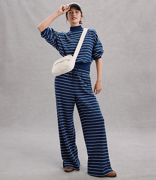 Lou & Grey Striped Cozy Cotton Wide Leg Pants
