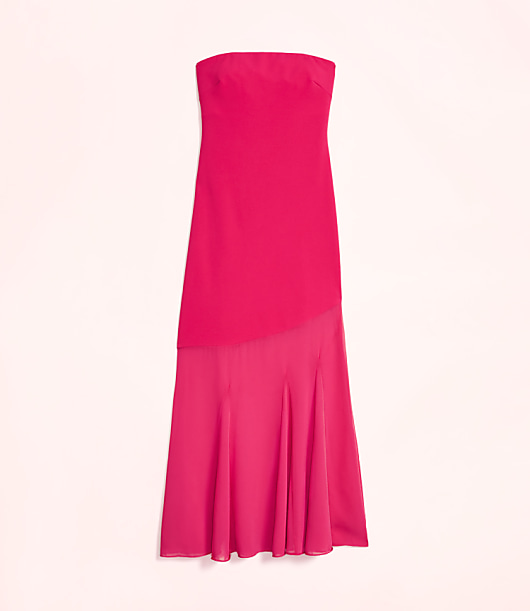 Lately Strapless Mixed Media Gown - Watermelon Sorbet