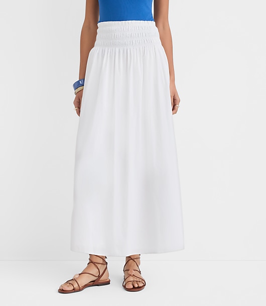 Poplin Smocked Maxi Skirt