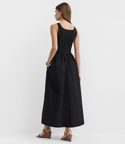 Bustier Mixed Media Midi Pocket Dress
