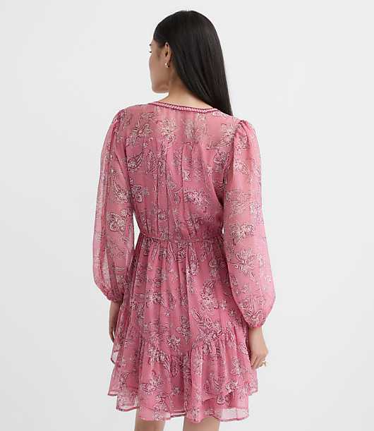 Paisley Ruffle Mini Dress