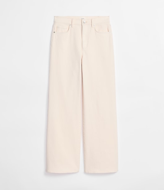 Rivete Petite High Rise Wide Leg Jeans in Ivory