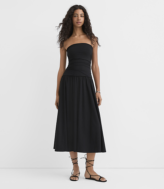 Loft Ruched Strapless Midi Dress