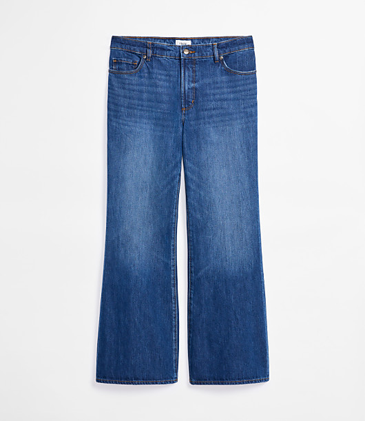Rivete Petite Curvy Mid Rise Loose Flare Jeans in Vintage Dark Wash