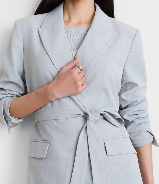 Petite LOFT Versa Seasonless Stretch Tie Waist Blazer in Heather