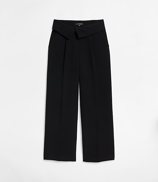 Petite LOFT Versa Crepe Drape Foldover Waist Palazzo Pants