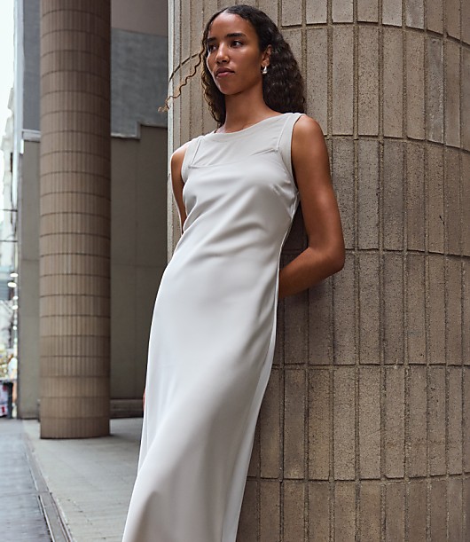 Petite LOFT Versa Satin Maxi Slip Dress