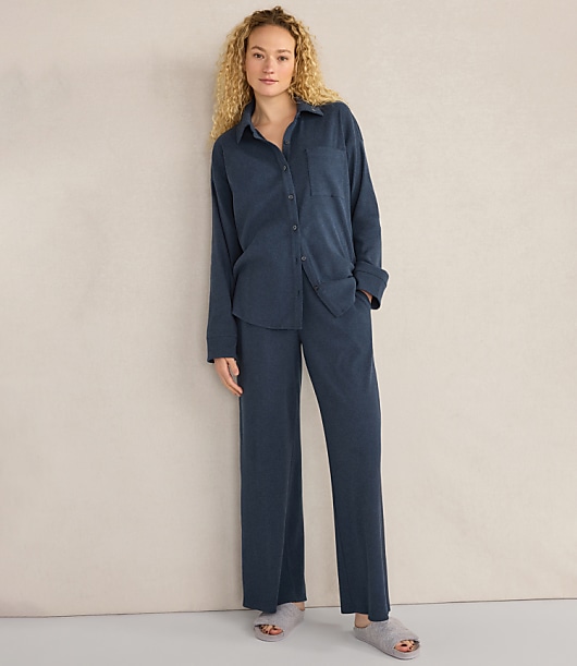 Haven Well Within Organic Cotton Rib Knit Relaxed Button Down Top