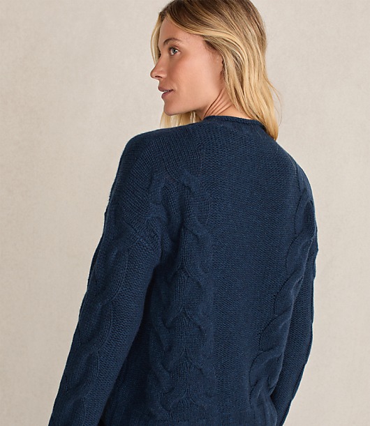 Haven Well Within Cashmere Cable Roll Neck Sweater - Twilight Deep Blue