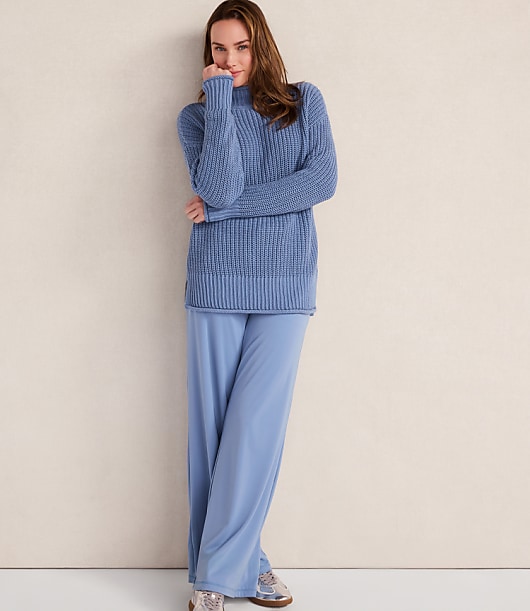 Haven Well Within Organic Cotton Roll Neck Sweater - Misty Lake