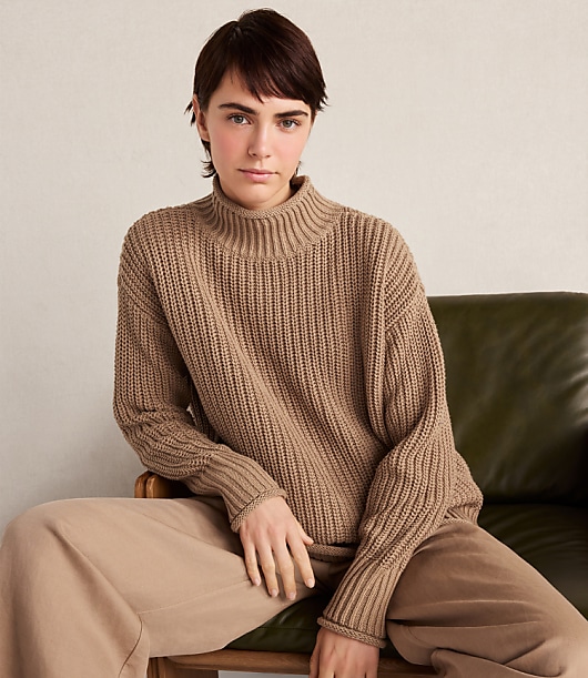 Haven Well Within Organic Cotton Roll Neck Sweater - Natural