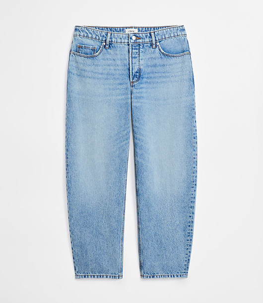 Rivete Petite Curvy Mid Rise Barrel Jeans in Aura Wash