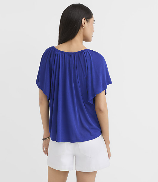 Gathered Flutter Sleeve Top
