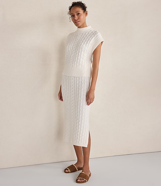 Haven Well Within Organic Cotton Blend Cable Midi Skirt