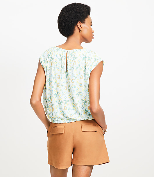Garden Bubble Hem Mixed Media Top