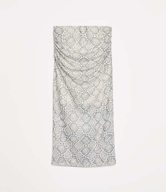 LOFT Versa Snake Print Mesh Ruched Midi Skirt