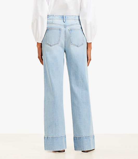 Petite Curvy High Rise Wide Leg Jeans in Vintage Light Indigo Wash
