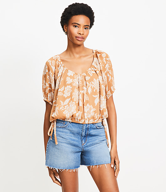 Petite Floral Side Tie Bubble Top