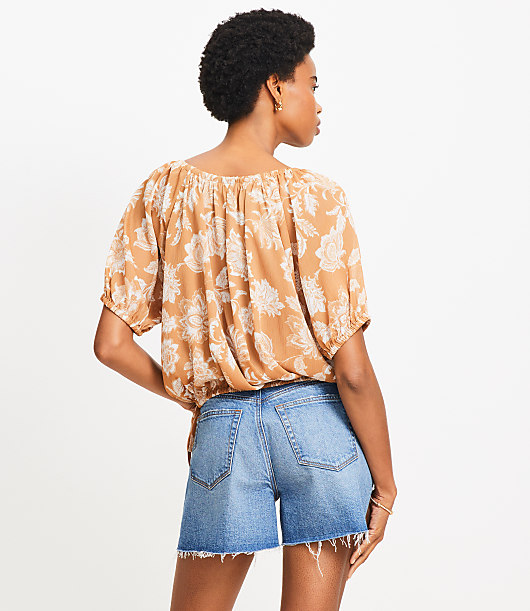 Petite Floral Side Tie Bubble Top