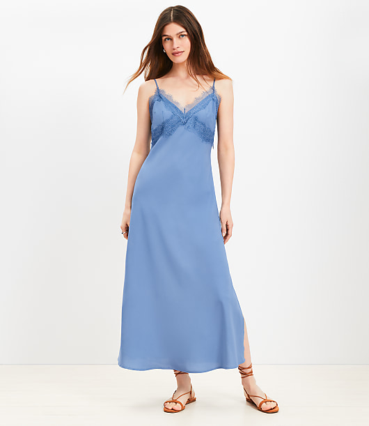Lace Trim Midi Slip Dress